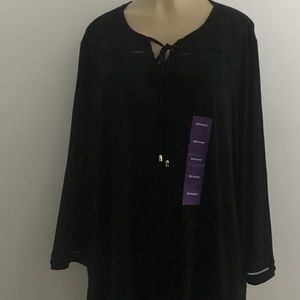 Rafaella 3/4 Sleeve Embroidered  Knit Top